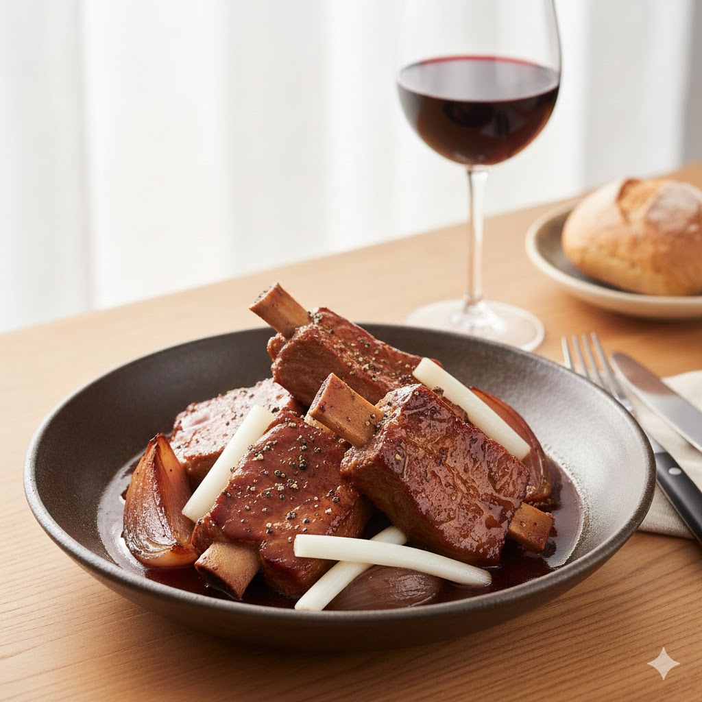 スペアリブの赤ワイン煮込みの完成写真