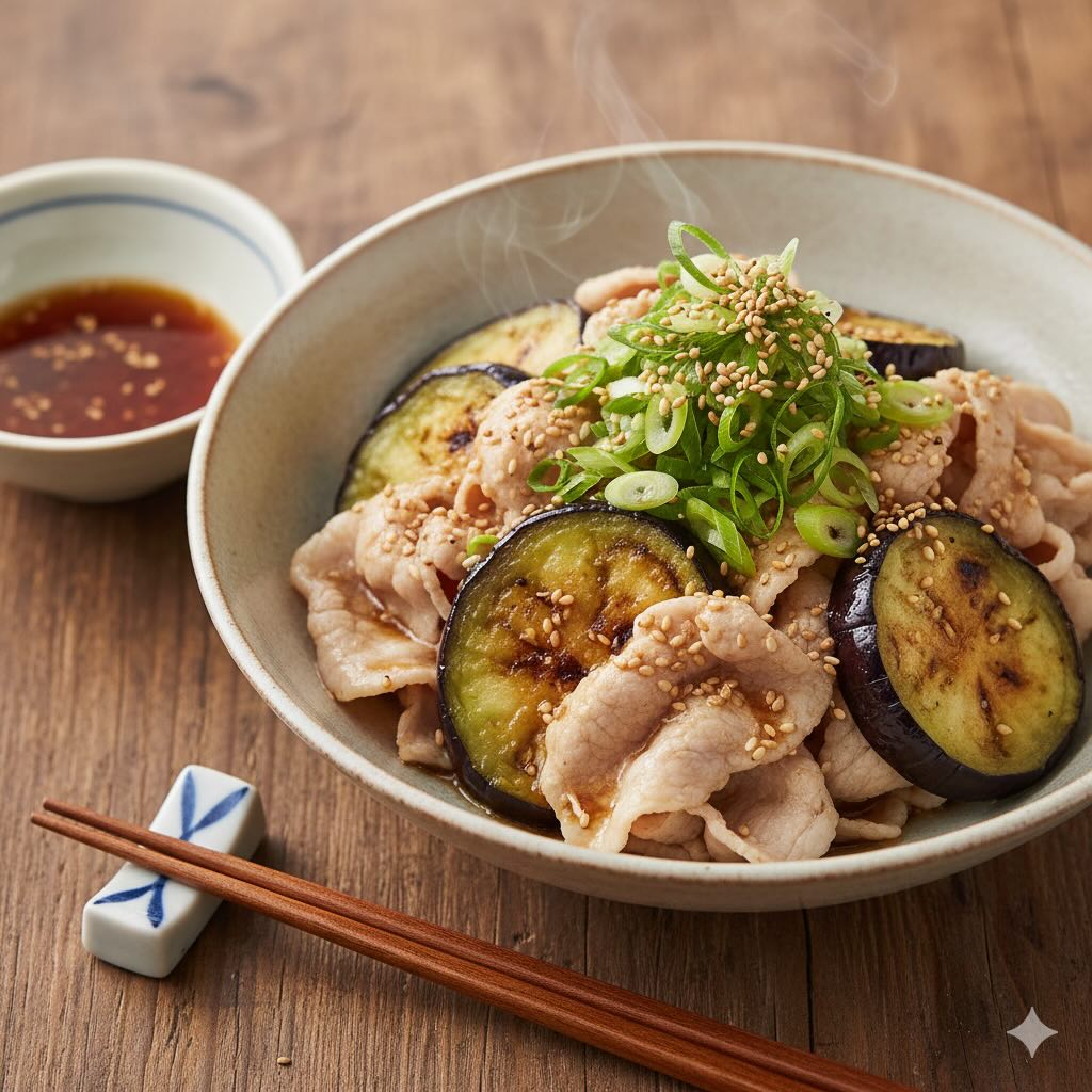 焼きナス豚しゃぶの完成写真