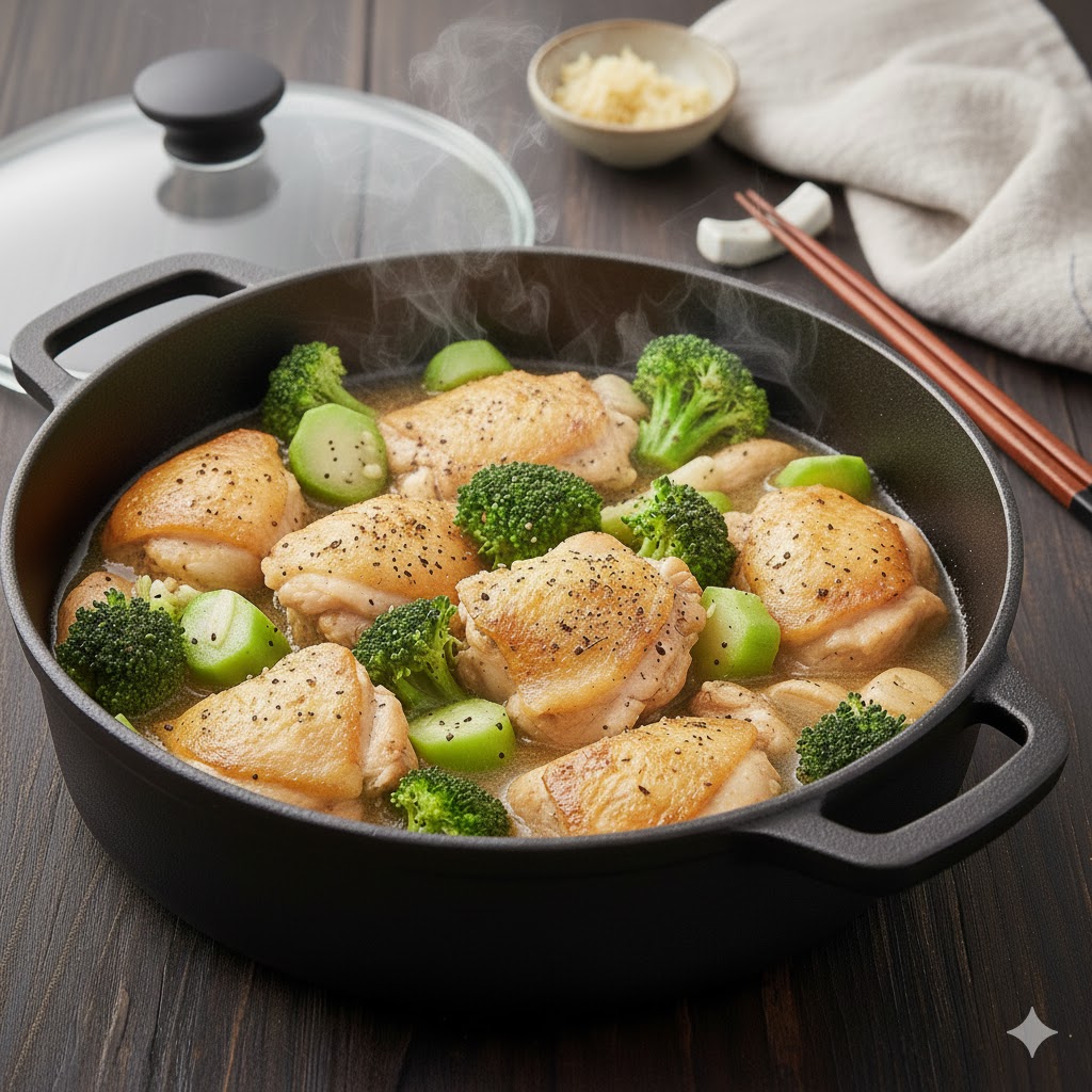 蒸し鶏肉とブロッコリーの完成写真