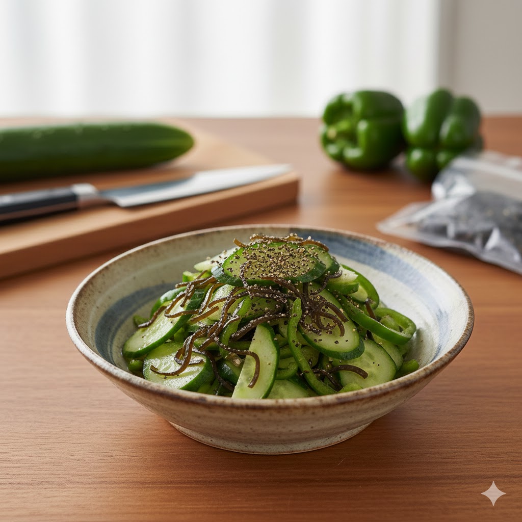 きゅうりピーマン塩昆布の完成写真